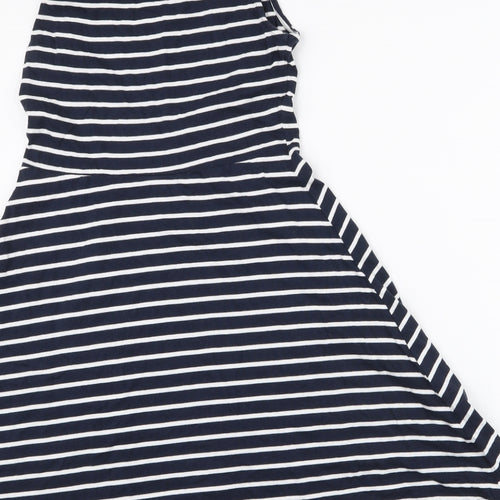 Vera Moda Womens Blue Striped Polyester Skater Dress  Size S  Round Neck Pullover