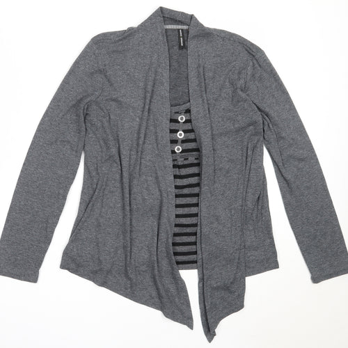 Marks and Spencer Womens Grey Round Neck  Polyester Cardigan Jumper Size 10