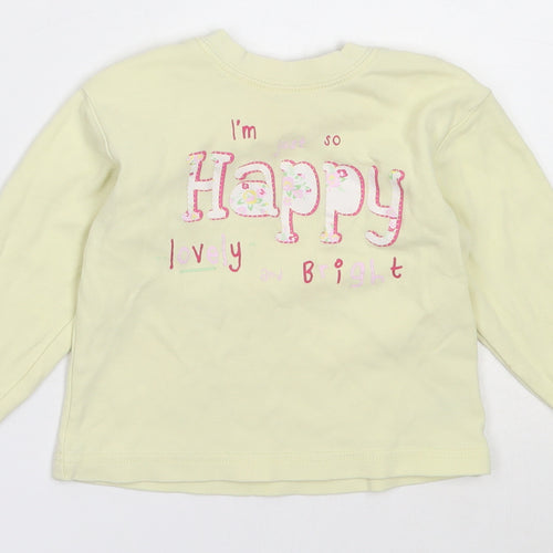 St Bernard Girls Yellow  Cotton Basic T-Shirt Size 12-18 Months Round Neck