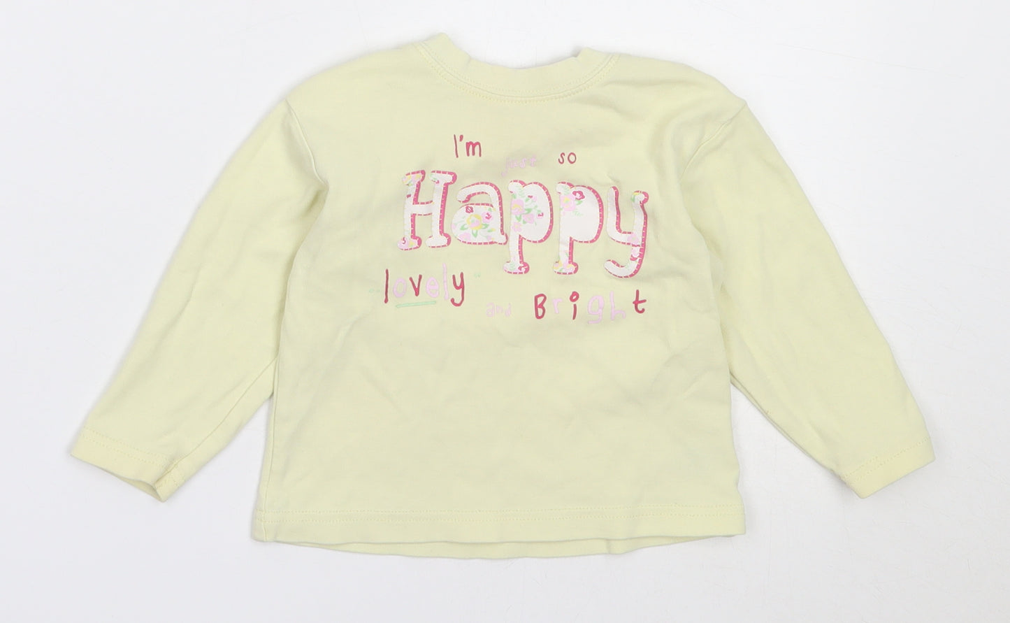 St Bernard Girls Yellow  Cotton Basic T-Shirt Size 12-18 Months Round Neck
