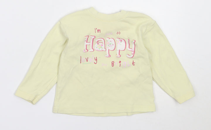 St Bernard Girls Yellow  Cotton Basic T-Shirt Size 12-18 Months Round Neck