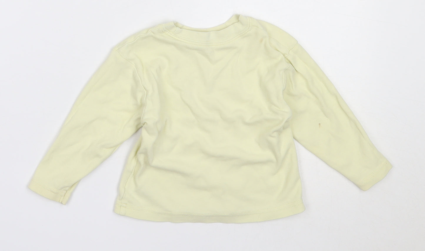 St Bernard Girls Yellow  Cotton Basic T-Shirt Size 12-18 Months Round Neck