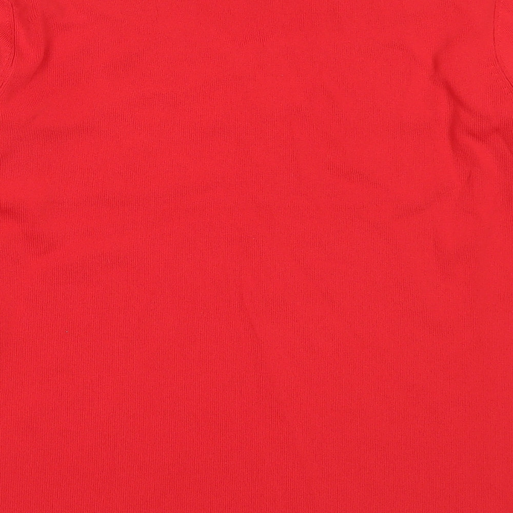 Viola Womens Red V-Neck  Viscose Pullover Jumper Size M