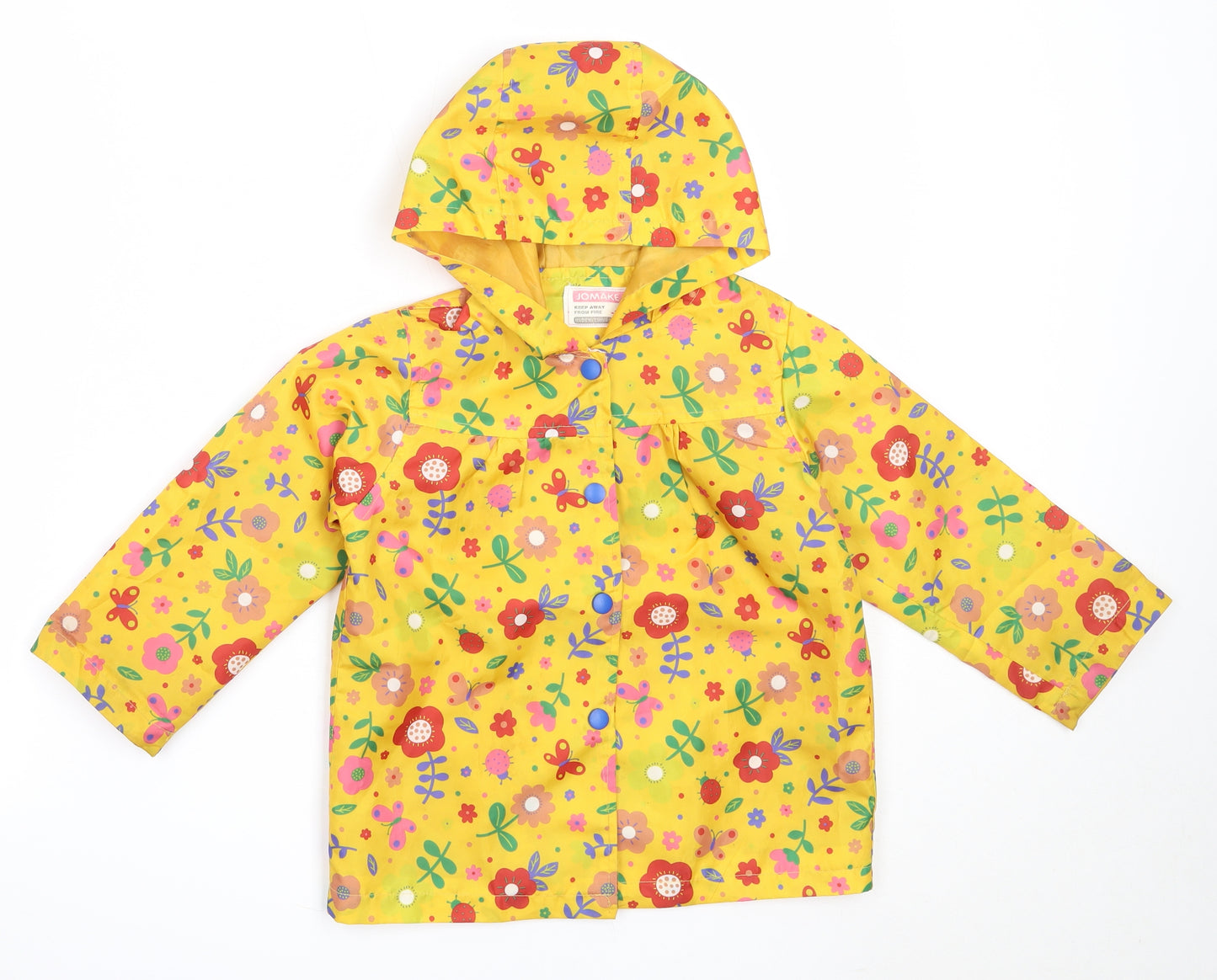 Jomake Girls Yellow Floral  Rain Coat Coat Size 5 Years