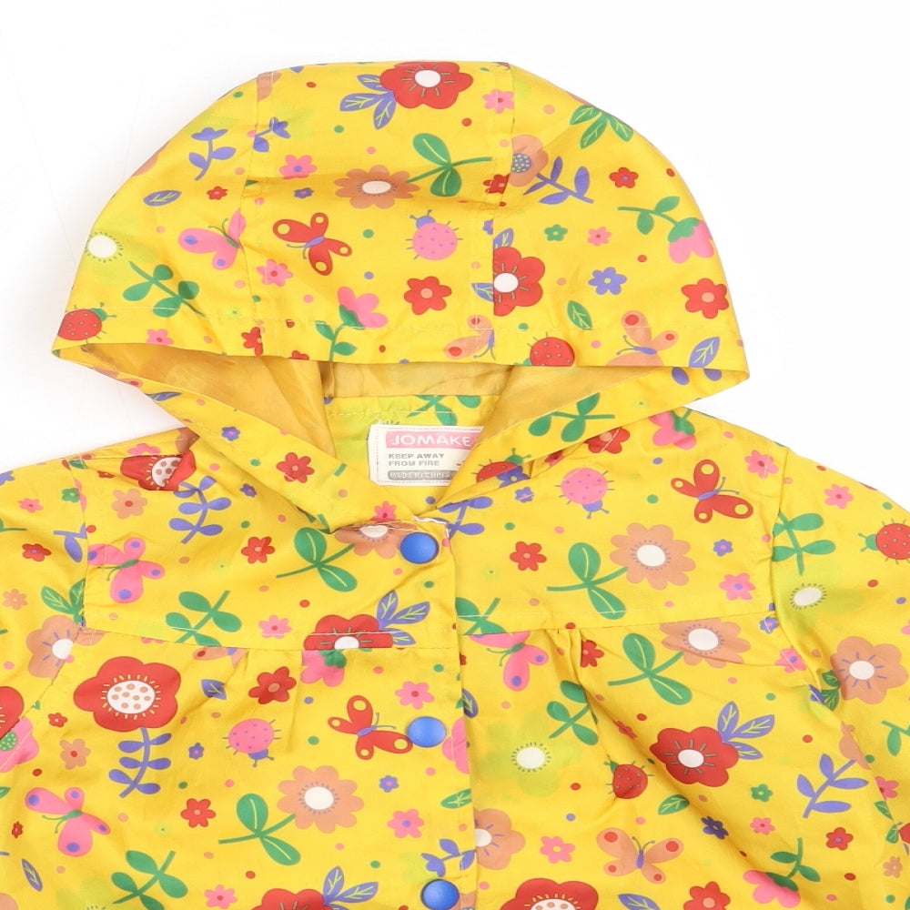 Jomake Girls Yellow Floral  Rain Coat Coat Size 5 Years