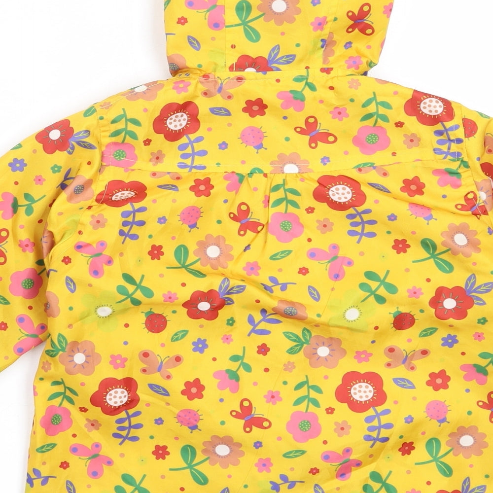 Jomake Girls Yellow Floral  Rain Coat Coat Size 5 Years