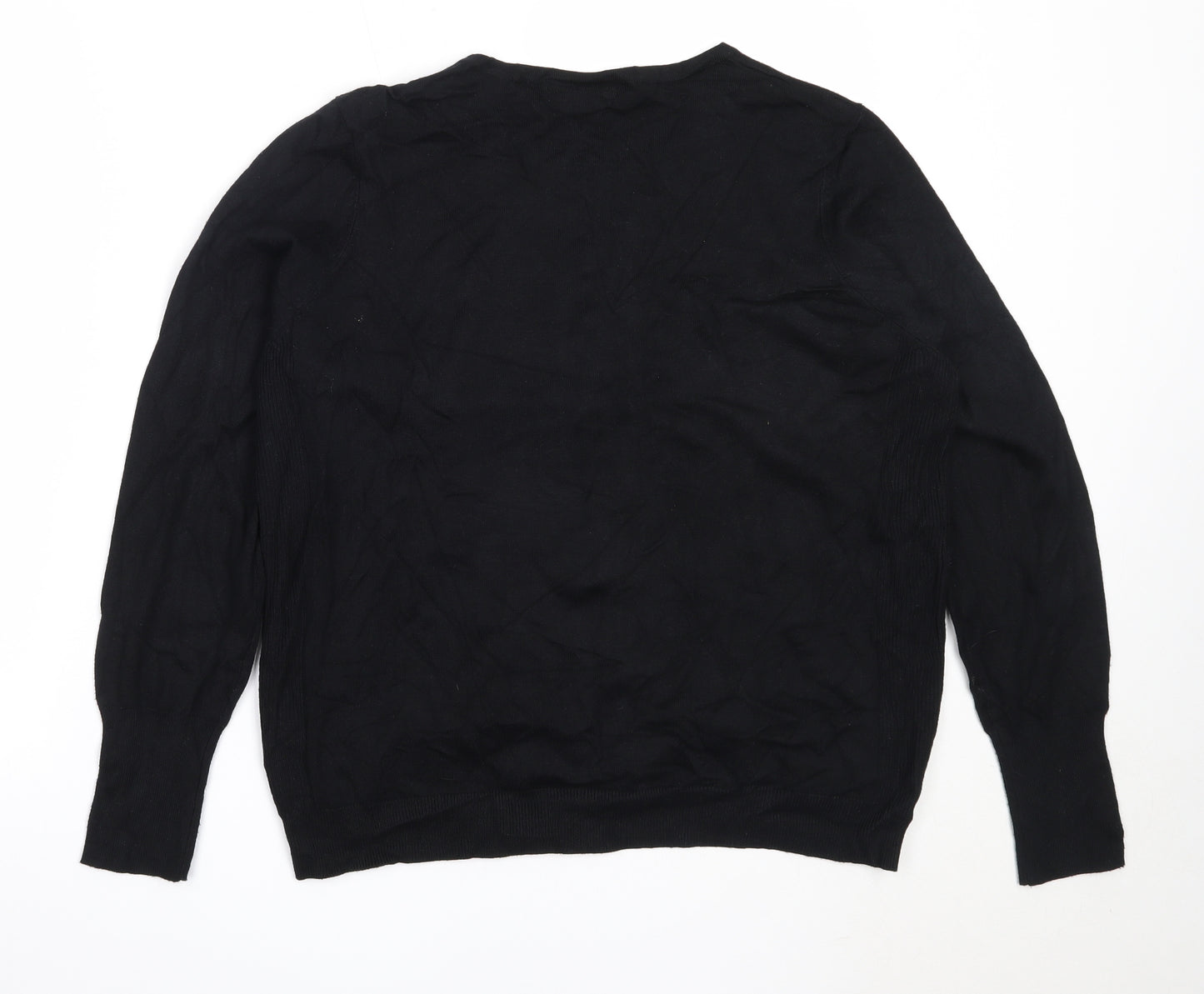 Dunnes Stores Womens Black Round Neck  Viscose Pullover Jumper Size 18