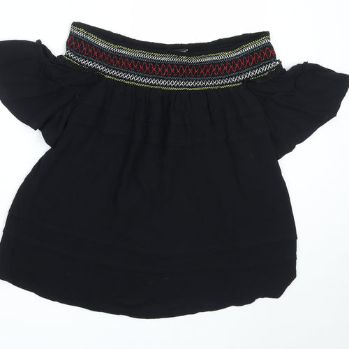NEXT Womens Black  Viscose Basic Blouse Size 8 Off the Shoulder