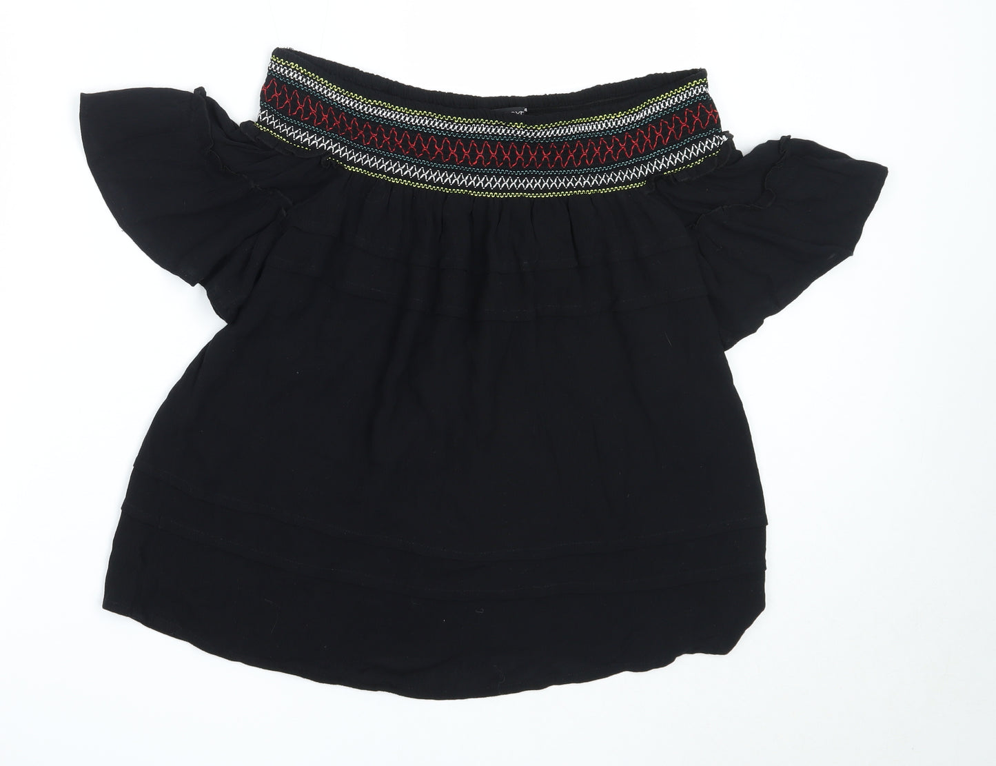 NEXT Womens Black  Viscose Basic Blouse Size 8 Off the Shoulder