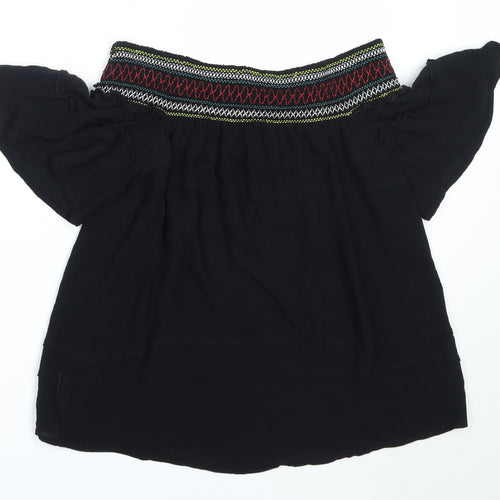 NEXT Womens Black  Viscose Basic Blouse Size 8 Off the Shoulder