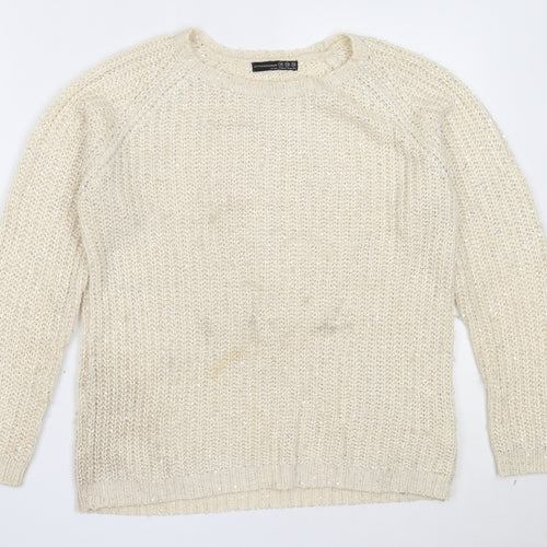 Atmosphere Womens Ivory Round Neck  Acrylic Pullover Jumper Size 10
