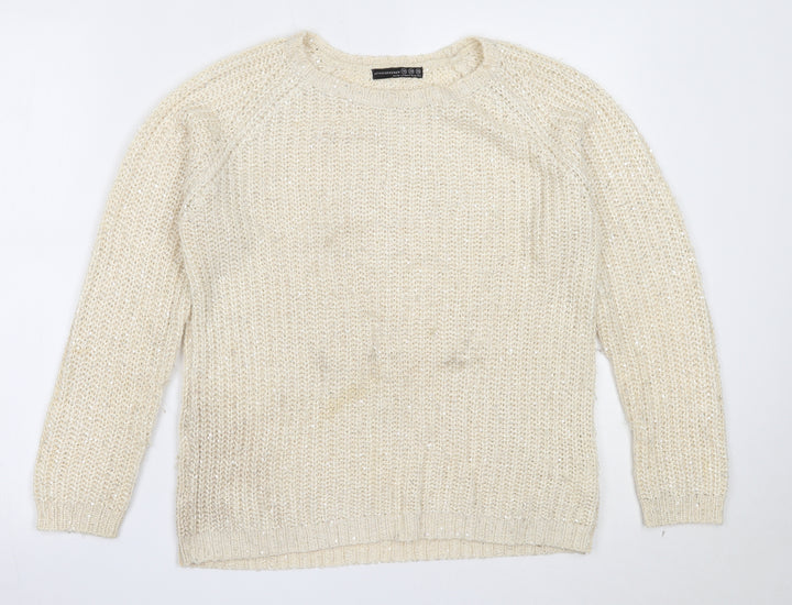 Atmosphere Womens Ivory Round Neck  Acrylic Pullover Jumper Size 10