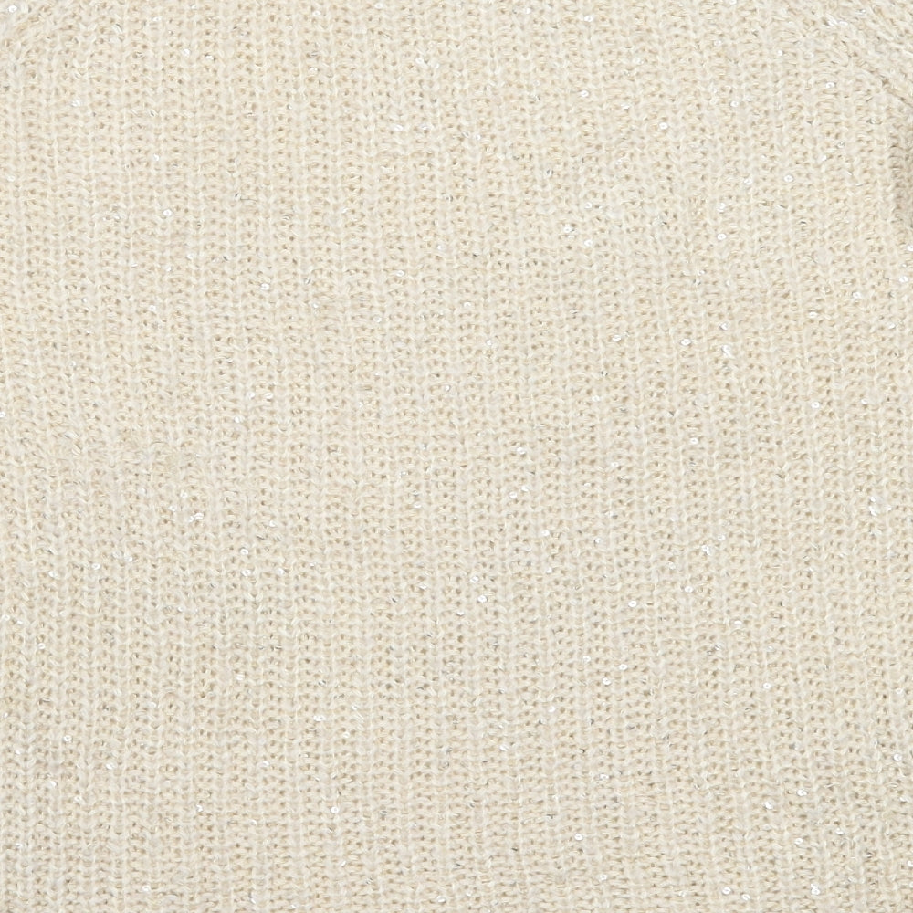 Atmosphere Womens Ivory Round Neck  Acrylic Pullover Jumper Size 10