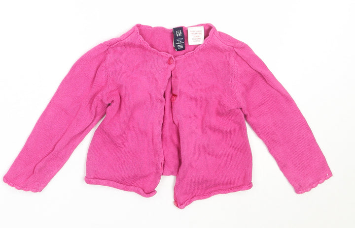 Gap Girls Pink Cotton Cardigan Jumper Size 12-18 Months Button