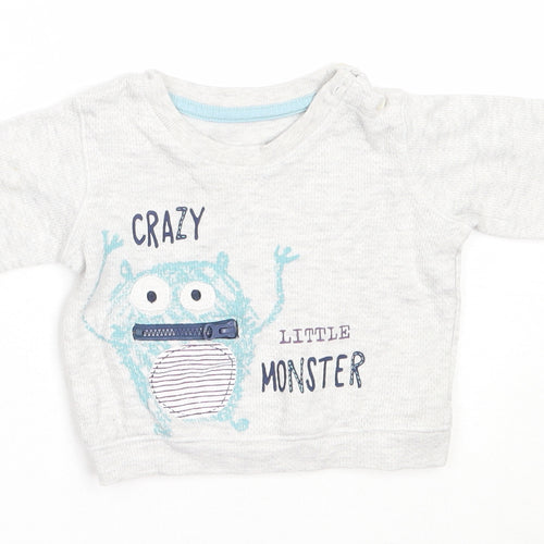 Matalan Boys Grey  Cotton Pullover Jumper Size 0-3 Months