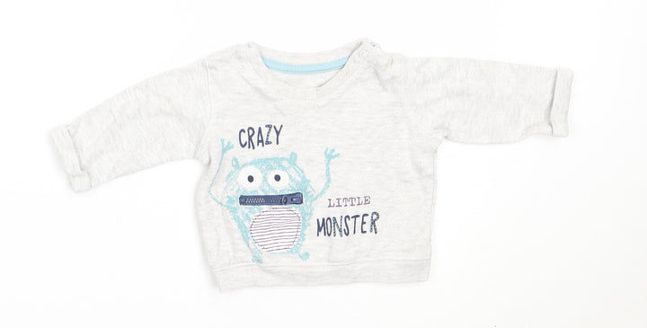 Matalan Boys Grey  Cotton Pullover Jumper Size 0-3 Months