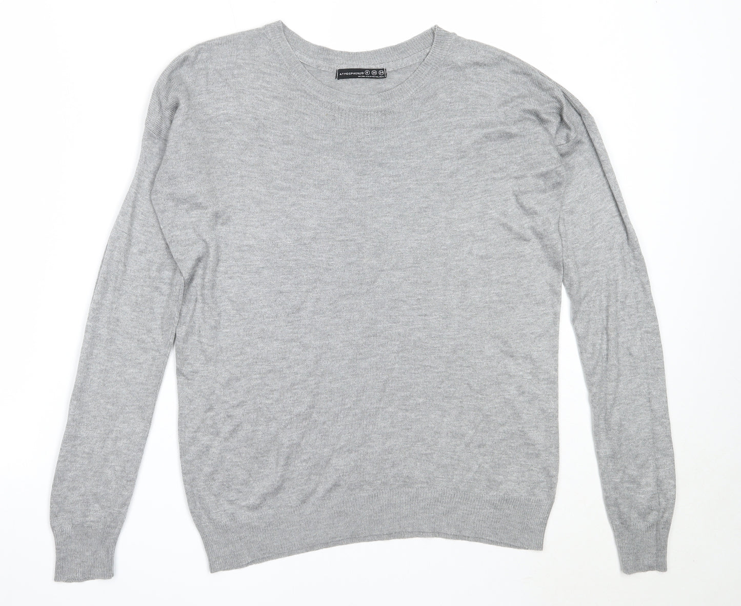 Atmosphere Womens Grey Round Neck  Acrylic Pullover Jumper Size 8