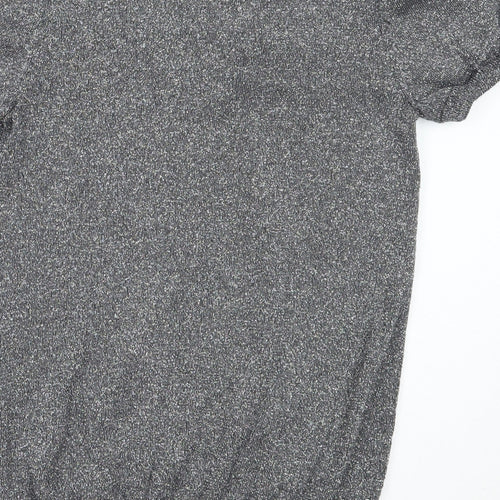 River Island Womens Silver V-Neck  Cotton Pullover Jumper Size 10