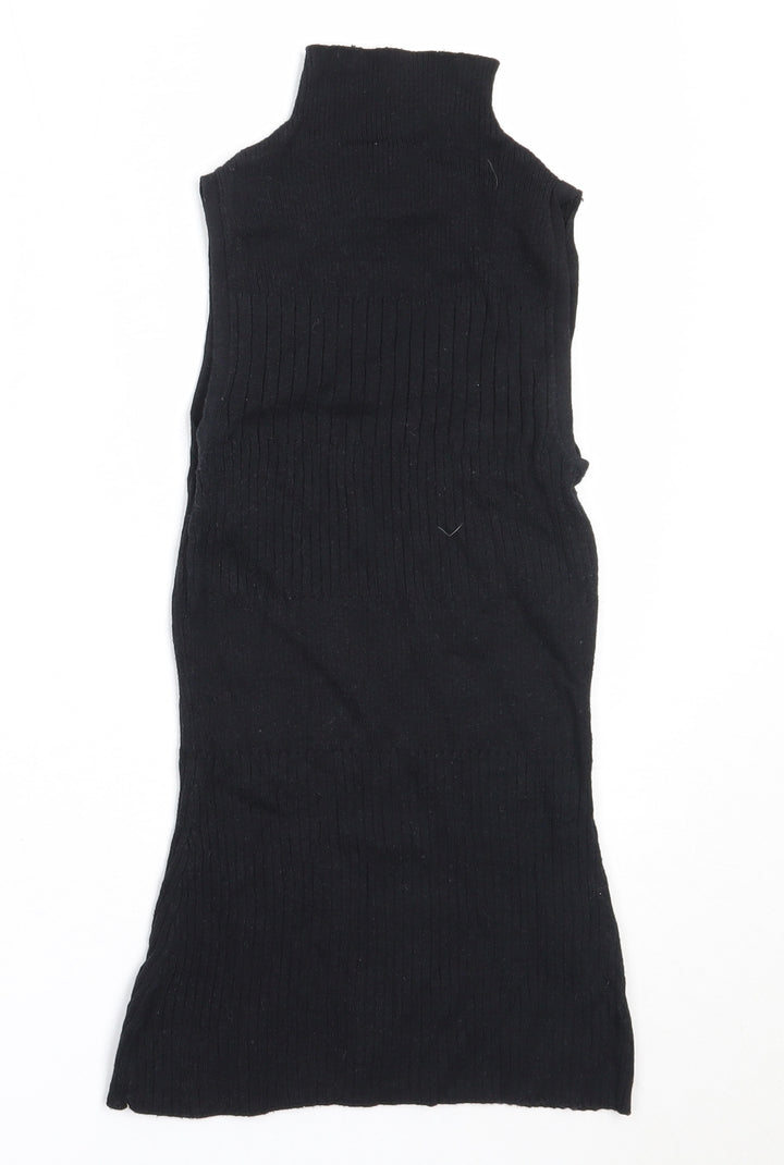 River Island Womens Black High Neck  Viscose Vest Jumper Size 8