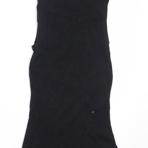 River Island Womens Black High Neck  Viscose Vest Jumper Size 8