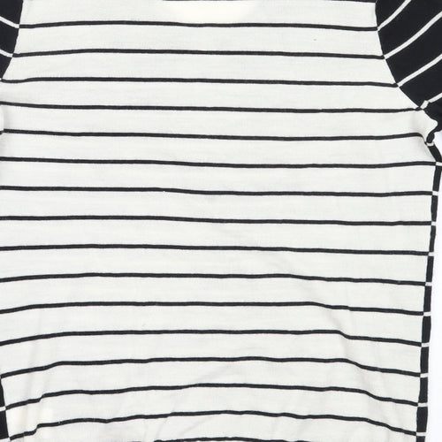 Linea Womens Black Round Neck Striped Wool Pullover Jumper Size S