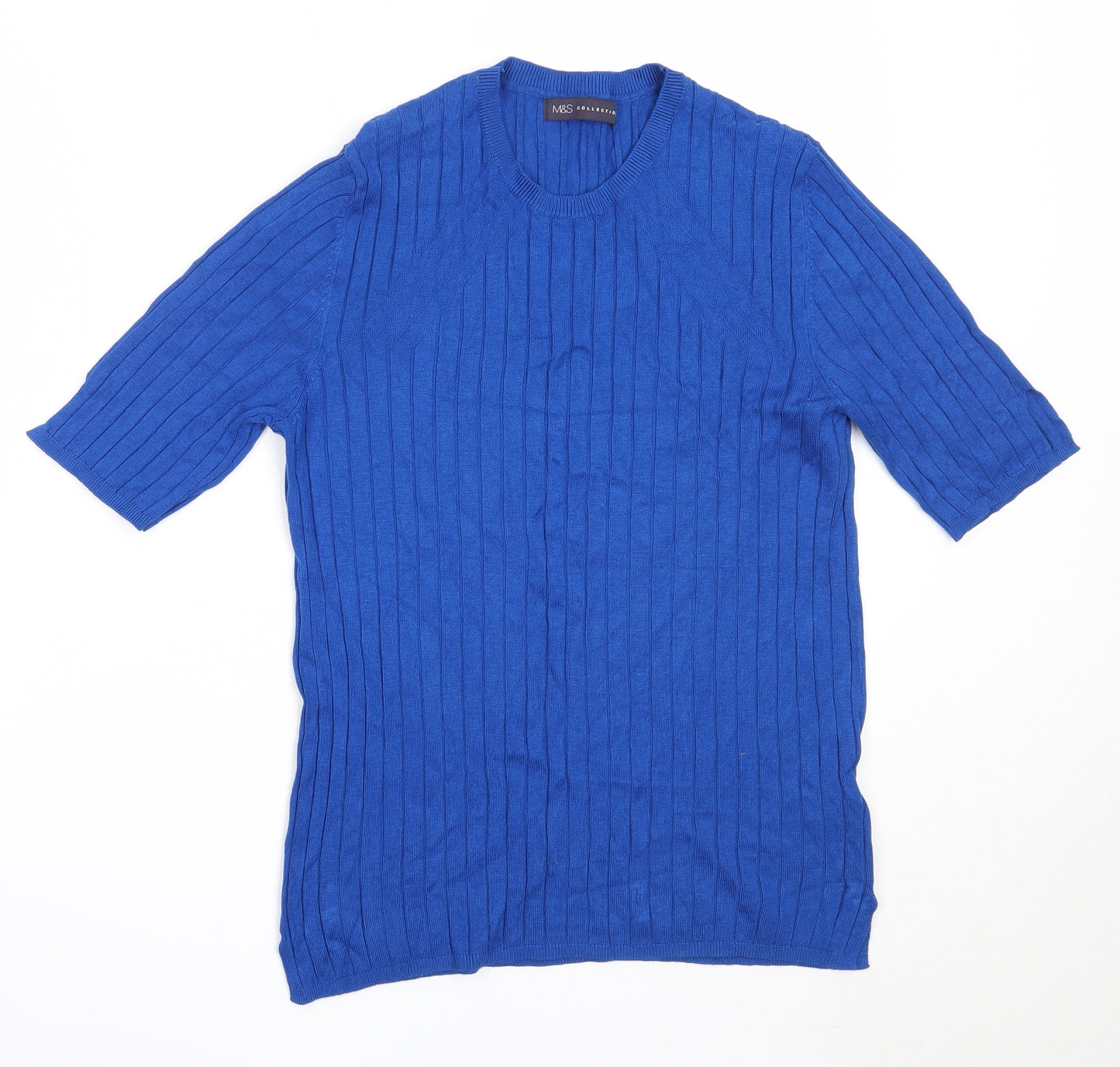 Marks and Spencer Womens Blue Round Neck  Viscose Pullover Jumper Size 14
