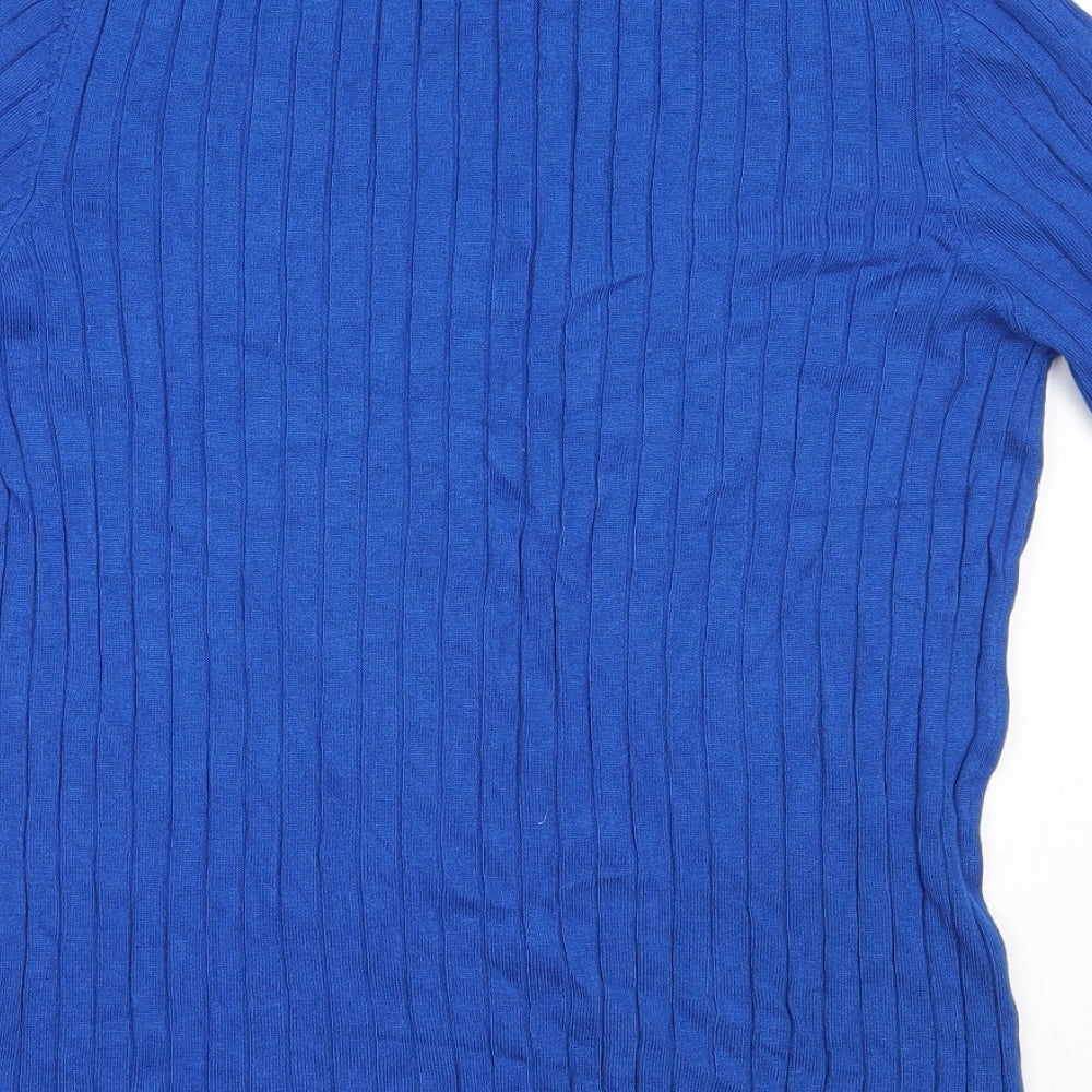 Marks and Spencer Womens Blue Round Neck  Viscose Pullover Jumper Size 14