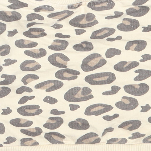 Studio Girls Beige Animal Print Cotton Pullover Jumper Size 3-6 Months