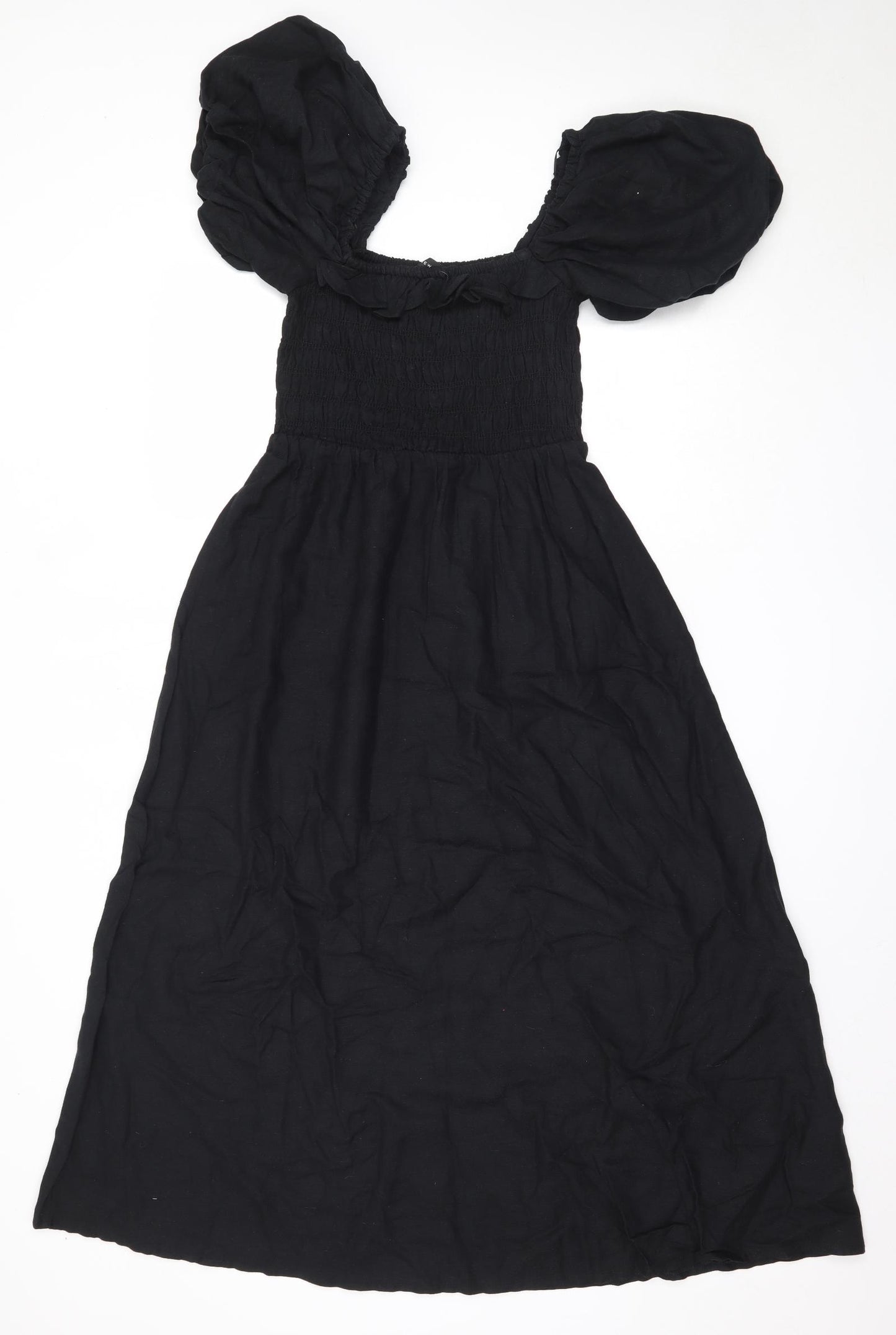 New Look Womens Black  Cotton Fit & Flare  Size 8  Square Neck