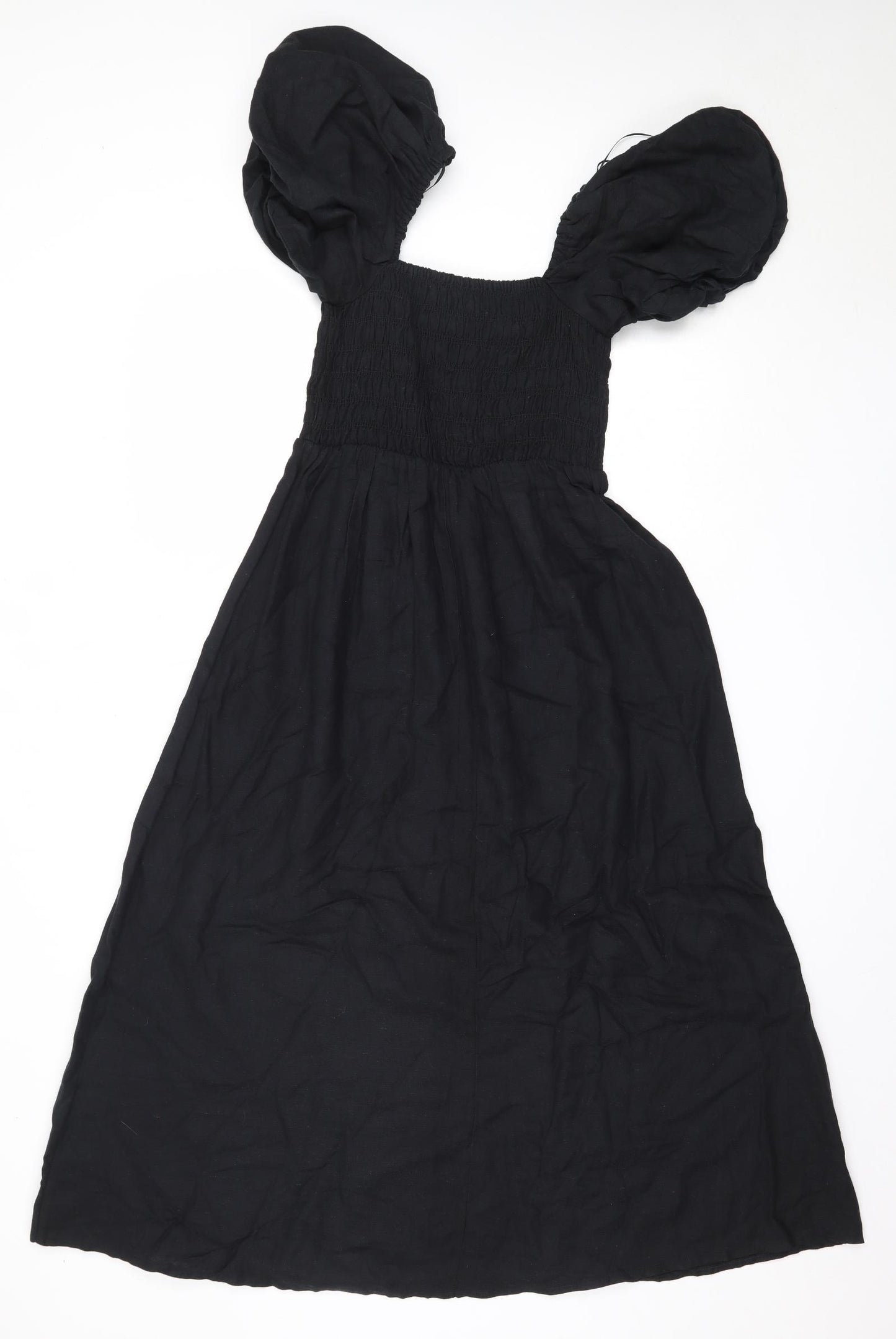 New Look Womens Black  Cotton Fit & Flare  Size 8  Square Neck