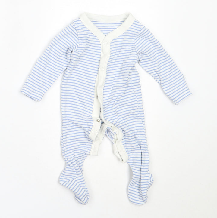 Marks and Spencer Boys Blue Striped Cotton Babygrow One-Piece Size Newborn
