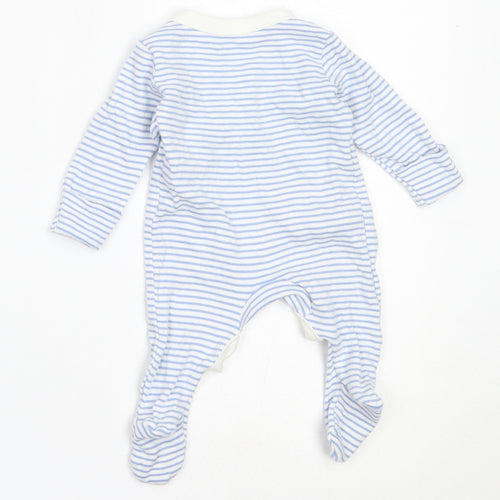 Marks and Spencer Boys Blue Striped Cotton Babygrow One-Piece Size Newborn