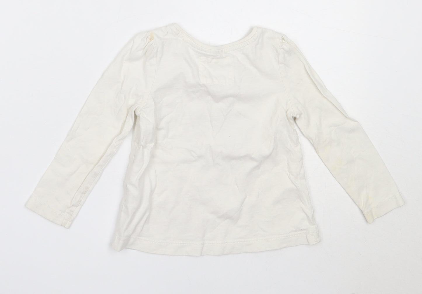 TU Girls White  Cotton Basic T-Shirt Size 12-18 Months Round Neck