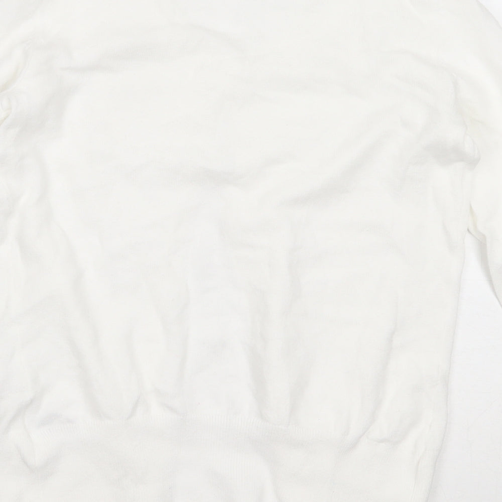 F&F Womens White Round Neck  Cotton Cardigan Jumper Size 8