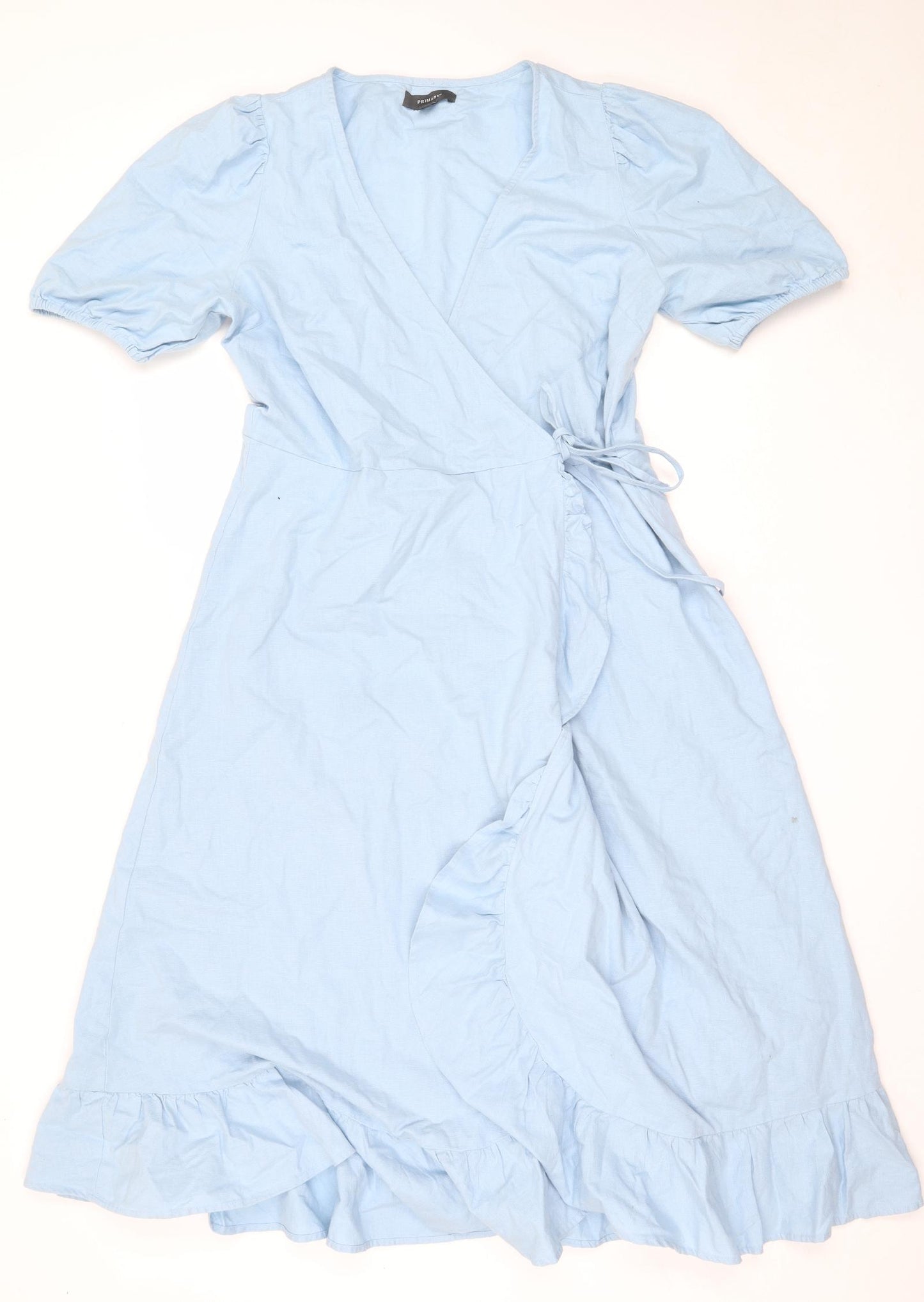 Primark Womens Blue  Cotton Wrap Dress  Size 12  V-Neck