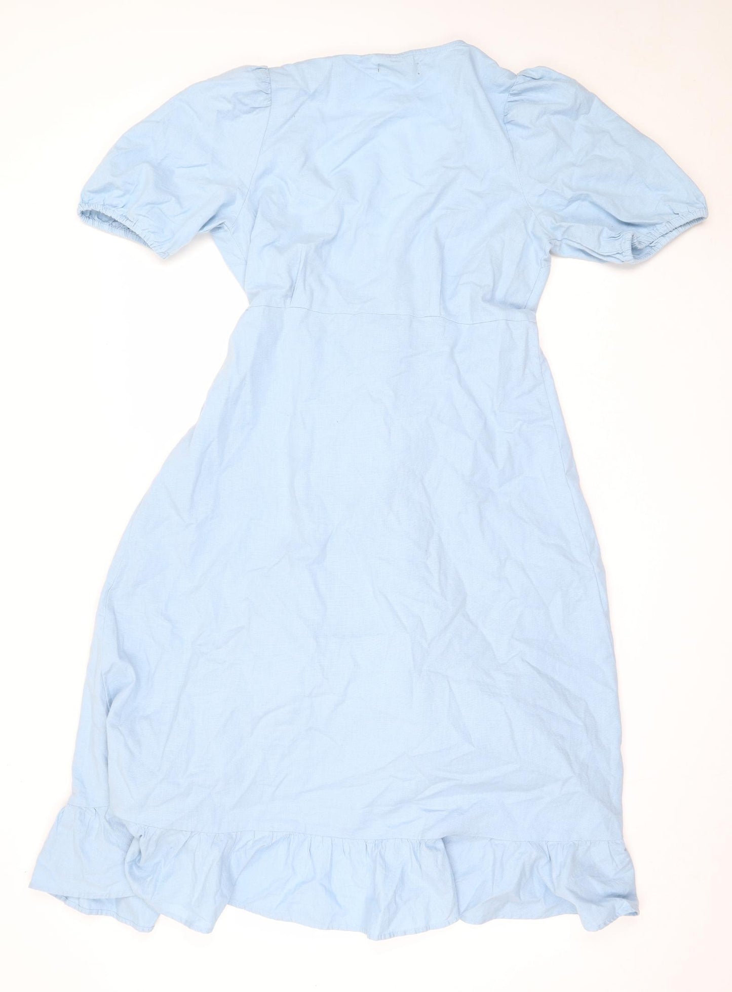 Primark Womens Blue  Cotton Wrap Dress  Size 12  V-Neck