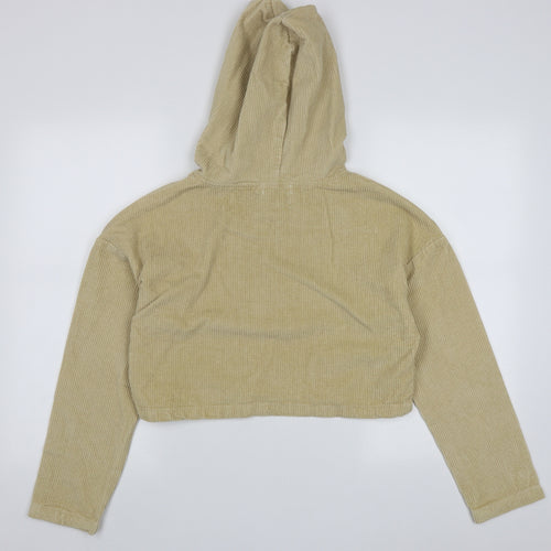 PRETTYLITTLETHING Womens Beige  Cotton Pullover Hoodie Size 4  Pullover