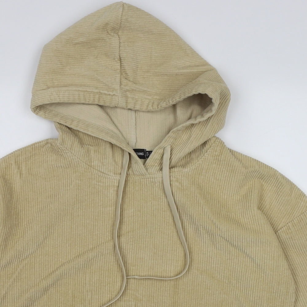 PRETTYLITTLETHING Womens Beige  Cotton Pullover Hoodie Size 4  Pullover