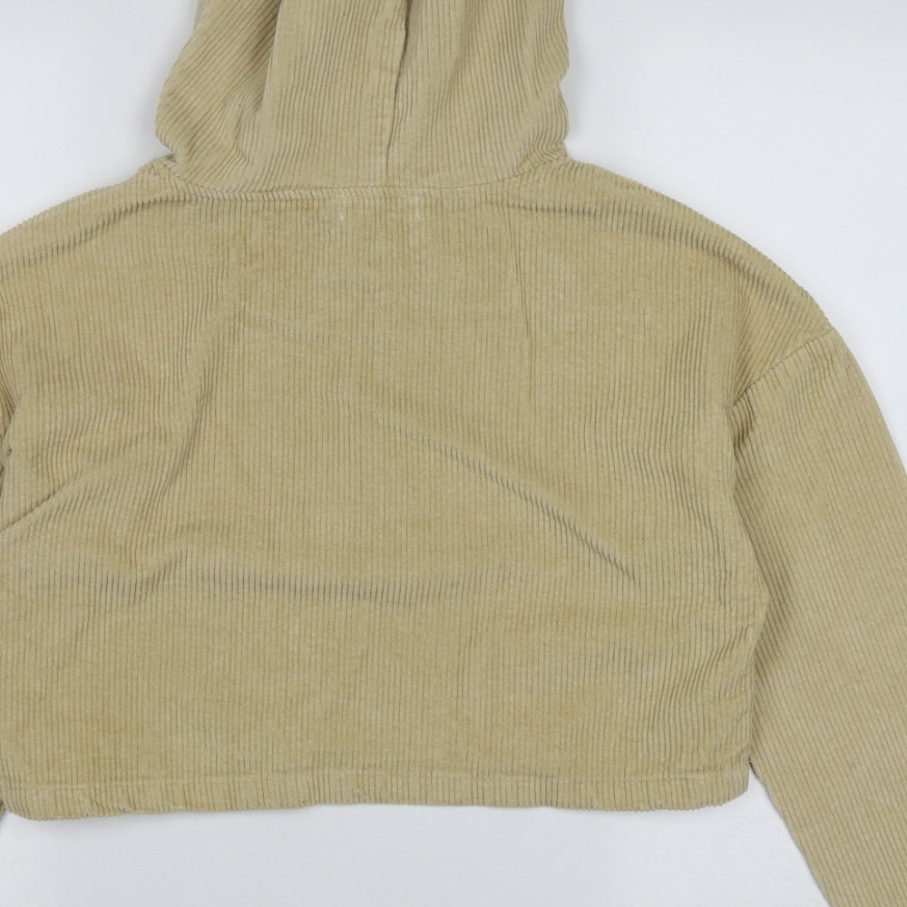PRETTYLITTLETHING Womens Beige  Cotton Pullover Hoodie Size 4  Pullover