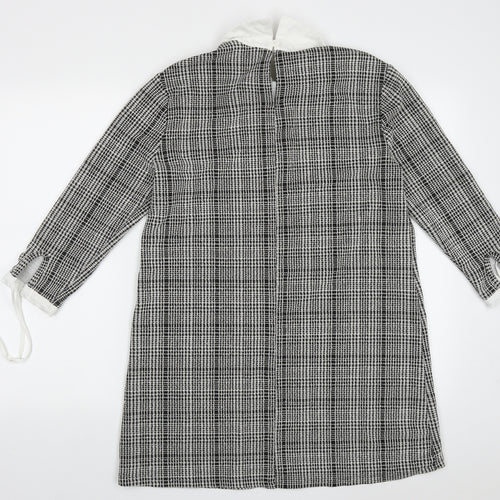 Primark Womens Black Check Polyester A-Line  Size 14  Collared Button