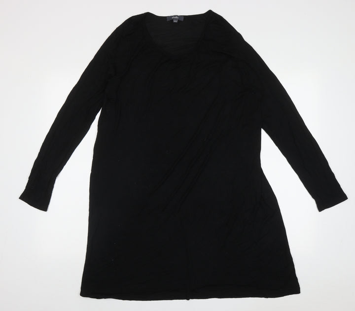 Studio Womens Black Viscose A-Line Size 14 Crew Neck Pullover