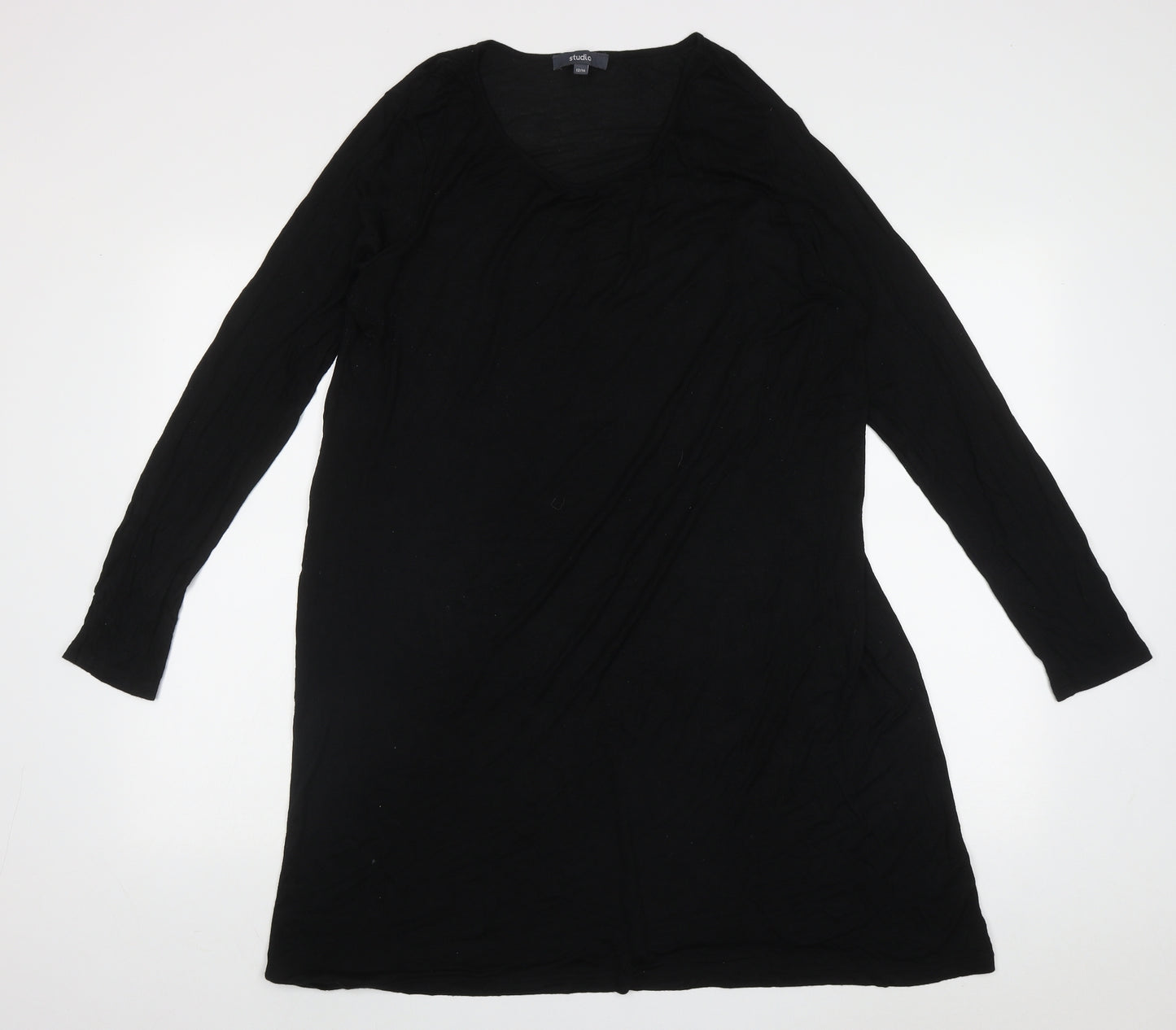 Studio Womens Black  Viscose A-Line  Size 14  Crew Neck Pullover