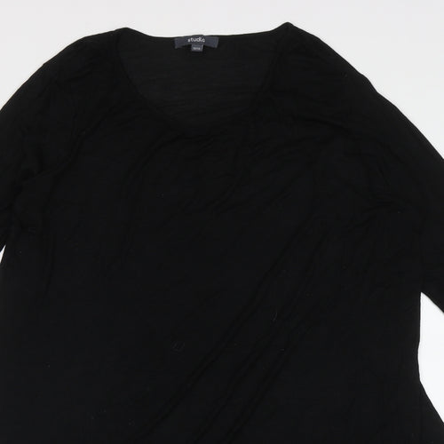 Studio Womens Black  Viscose A-Line  Size 14  Crew Neck Pullover