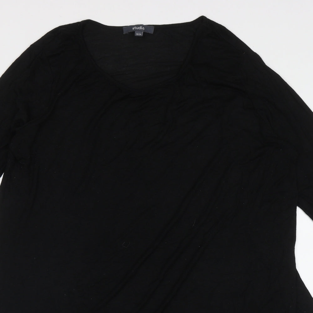 Studio Womens Black  Viscose A-Line  Size 14  Crew Neck Pullover