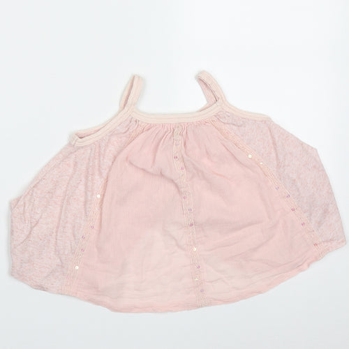 NEXT Girls Pink Geometric Polyester Basic Tank Size 3 Years Square Neck Pullover - Sequin detail