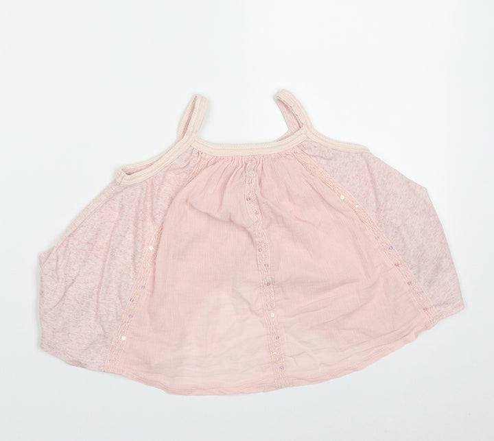 NEXT Girls Pink Geometric Polyester Basic Tank Size 3 Years Square Neck Pullover - Sequin detail