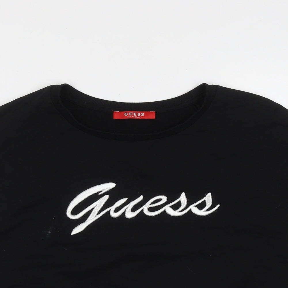GUESS Womens Black  Cotton Pullover Sweatshirt Size 4  Pullover