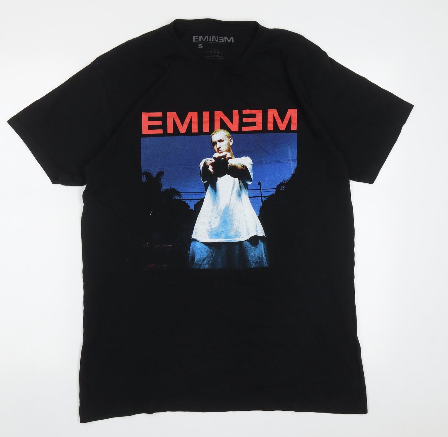 Preworn Mens Black  Cotton  T-Shirt Size S Crew Neck  - eminem