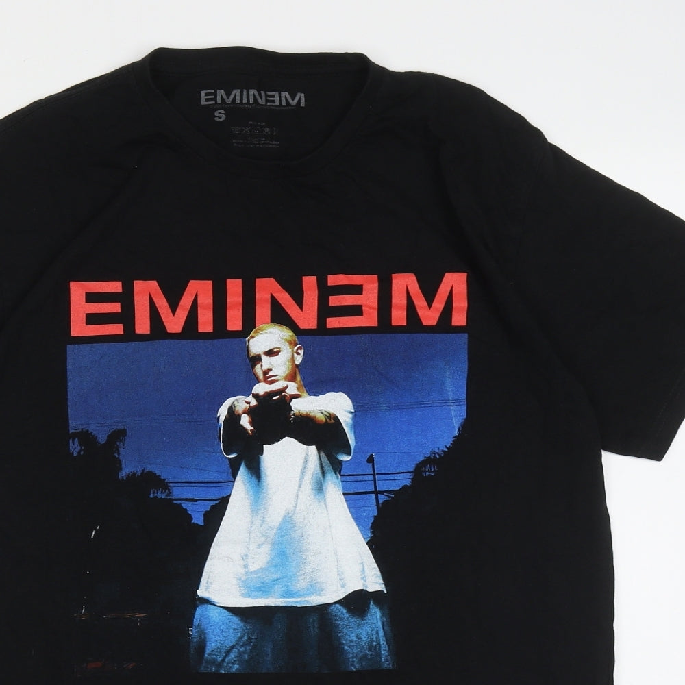 Preworn Mens Black  Cotton  T-Shirt Size S Crew Neck  - eminem