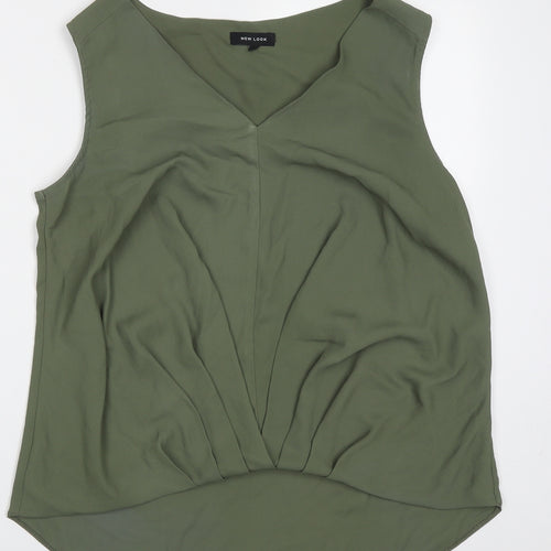 New Look Womens Green  Polyester Basic Tank Size 16 V-Neck